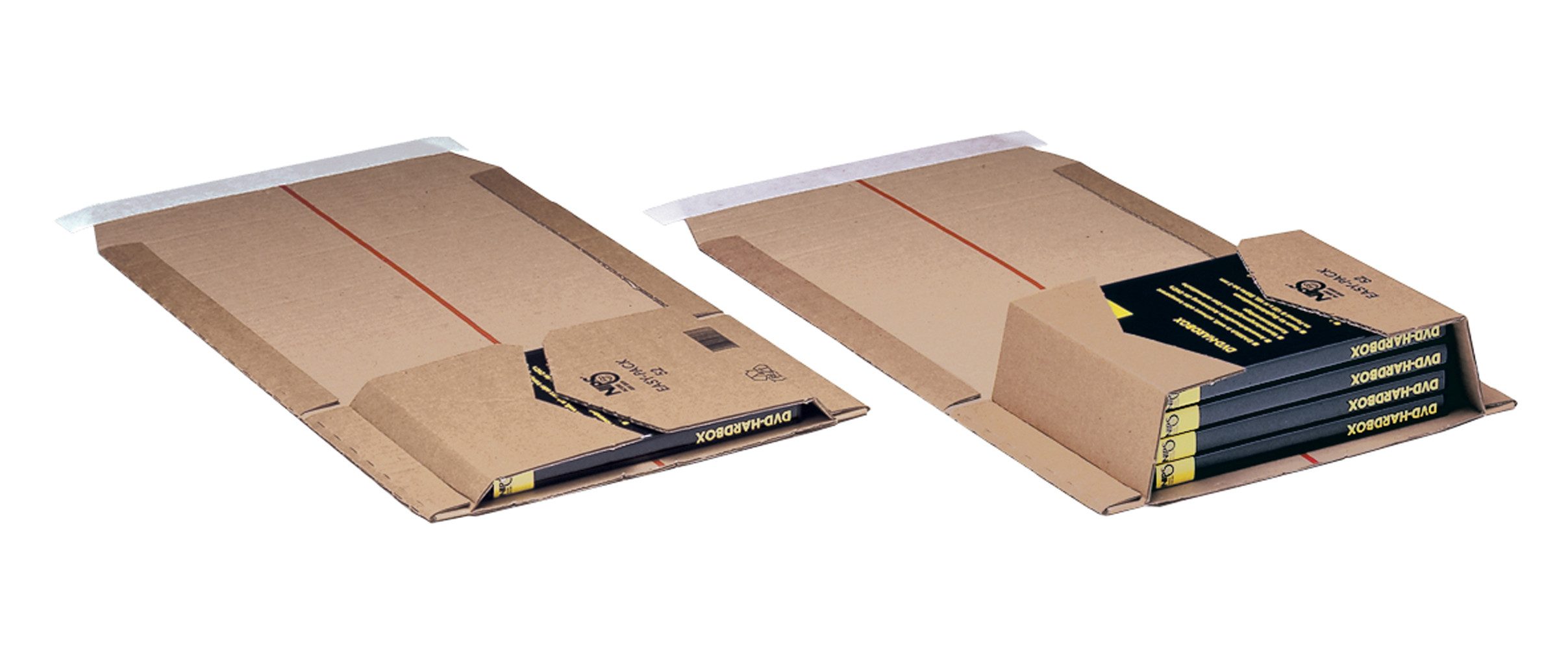NIPS Versandtasche EASY-PACK höhenvariable Wickelverpackung (25 Stück), mit Selbstklebeverschluss und Aufreißband, stabiler Wellkarton, Pappe