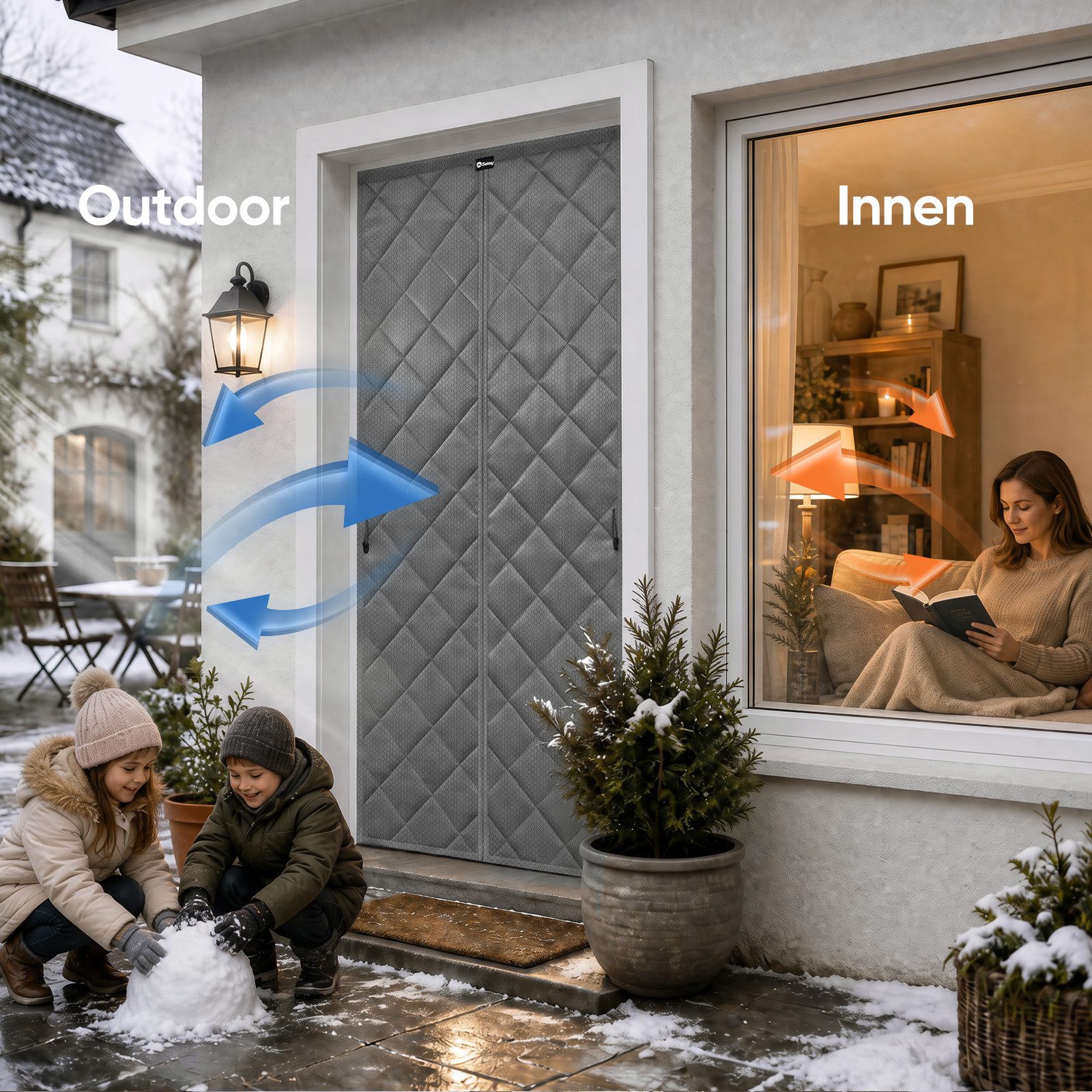 Sekey Türvorhang Türvorhang Blickdicht Thermovorhang Kälteschutz Wärmeschutz Magnetisch, Isoliert Winddicht für Wohnzimmer & Balkon, Selbstklebend – Bild 5 von 5