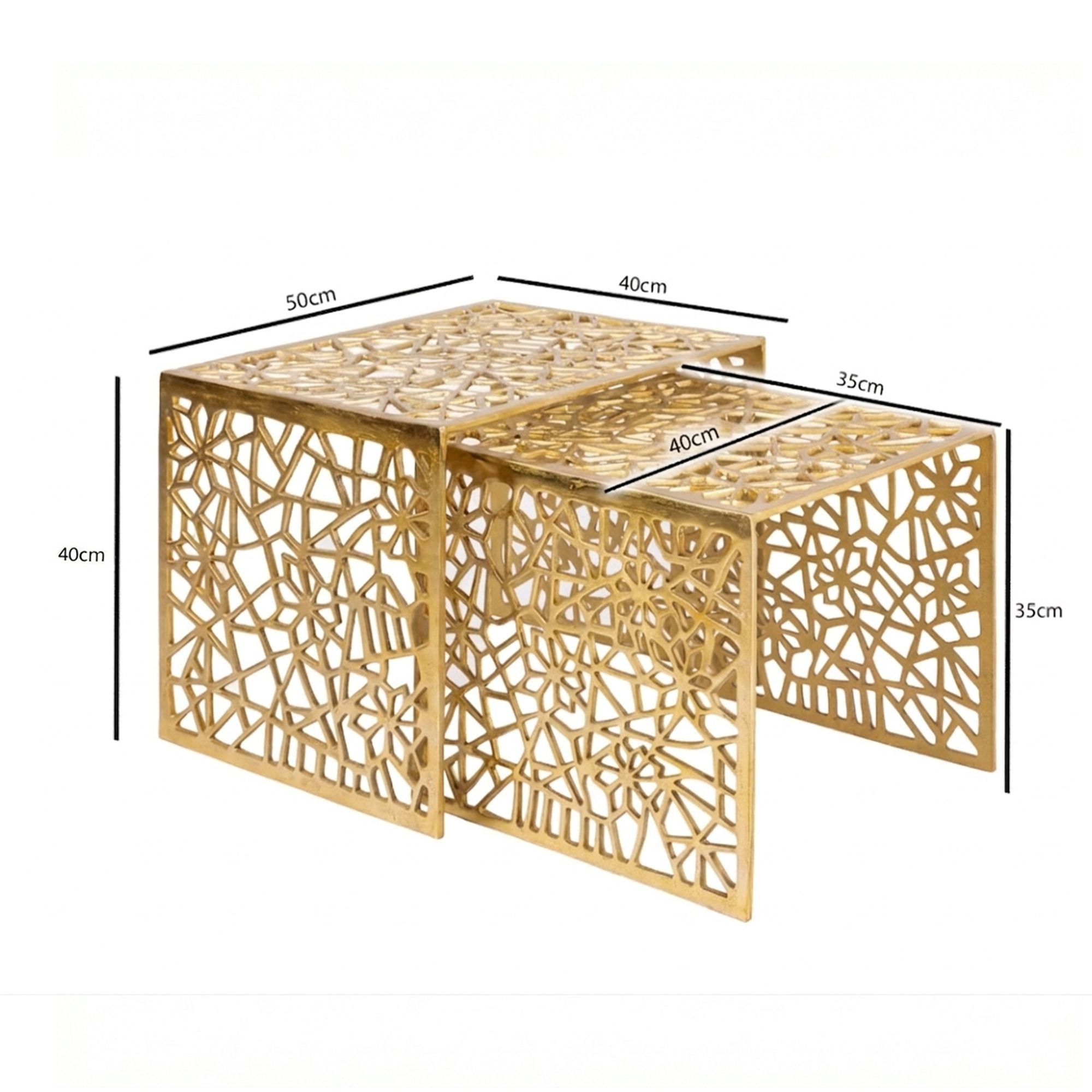 FINEBUY Satztisch FB77353 Couchtisch 2er Set Alu Wohnzimmertisch Beistelltisch Metall (Edles Tischset aus sehr robustem Aluminium), Platzsparendes Möbelstück für Dein Zuhause