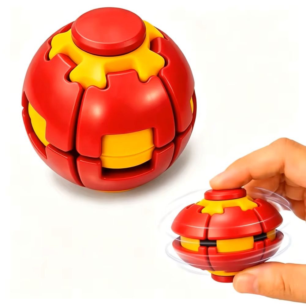 OLi Fidget Spinner Press-to-Spin Stress Relief Fidget Ball – 3D Rotierender Fidget, Stressabbau-Spielzeug, Dekompressionsball zum Drücken und Drehen