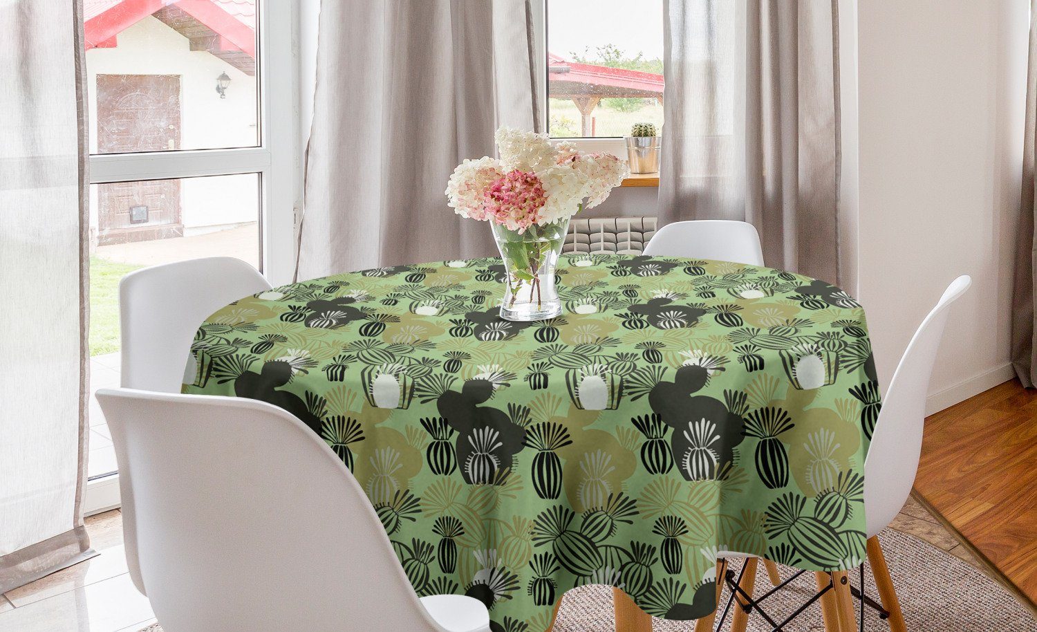 Kunst Dekoration, Abakuhaus Cacti Kreis Abdeckung Küche Tischdecke Esszimmer Kaktus Abstrakte Auslegung für Tischdecke