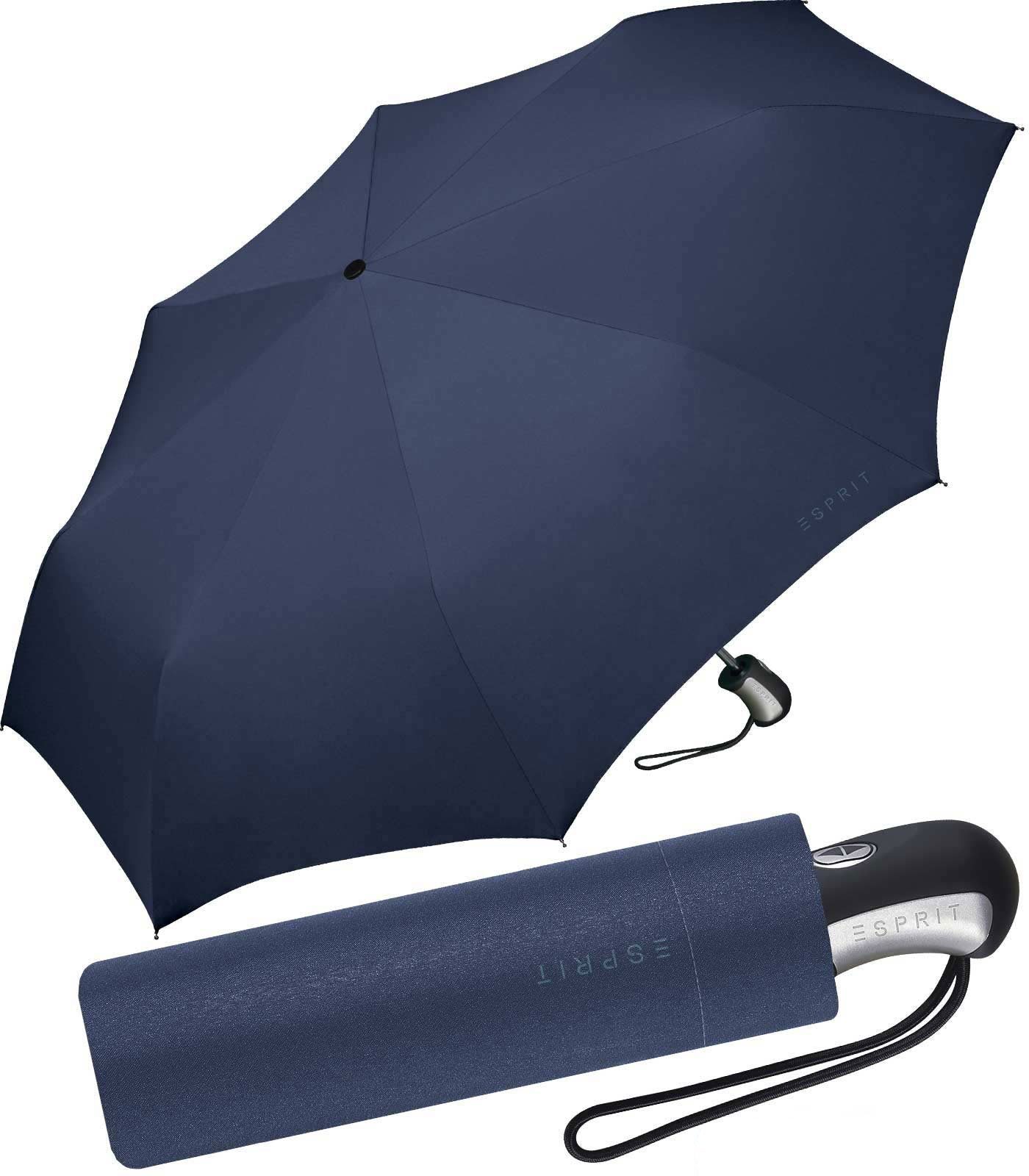 Esprit Taschenregenschirm schöner Schirm für Damen mit Auf-Zu Automatik, einfache Handhabung in klassischem Blau