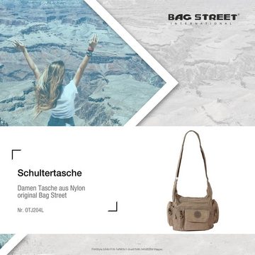 BAG STREET Schultertasche Bag Street Damenhandtasche Schultertasche (Schultertasche), Schultertasche Nylon, stone (grau, braun) ca. 30cm x ca. 22cm