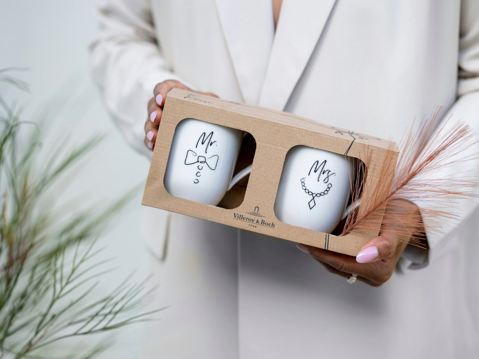 Villeroy & Boch Becher Statement Mr and Mrs Henkelbecher 0,29l Set 2tlg, Premium Porcelain