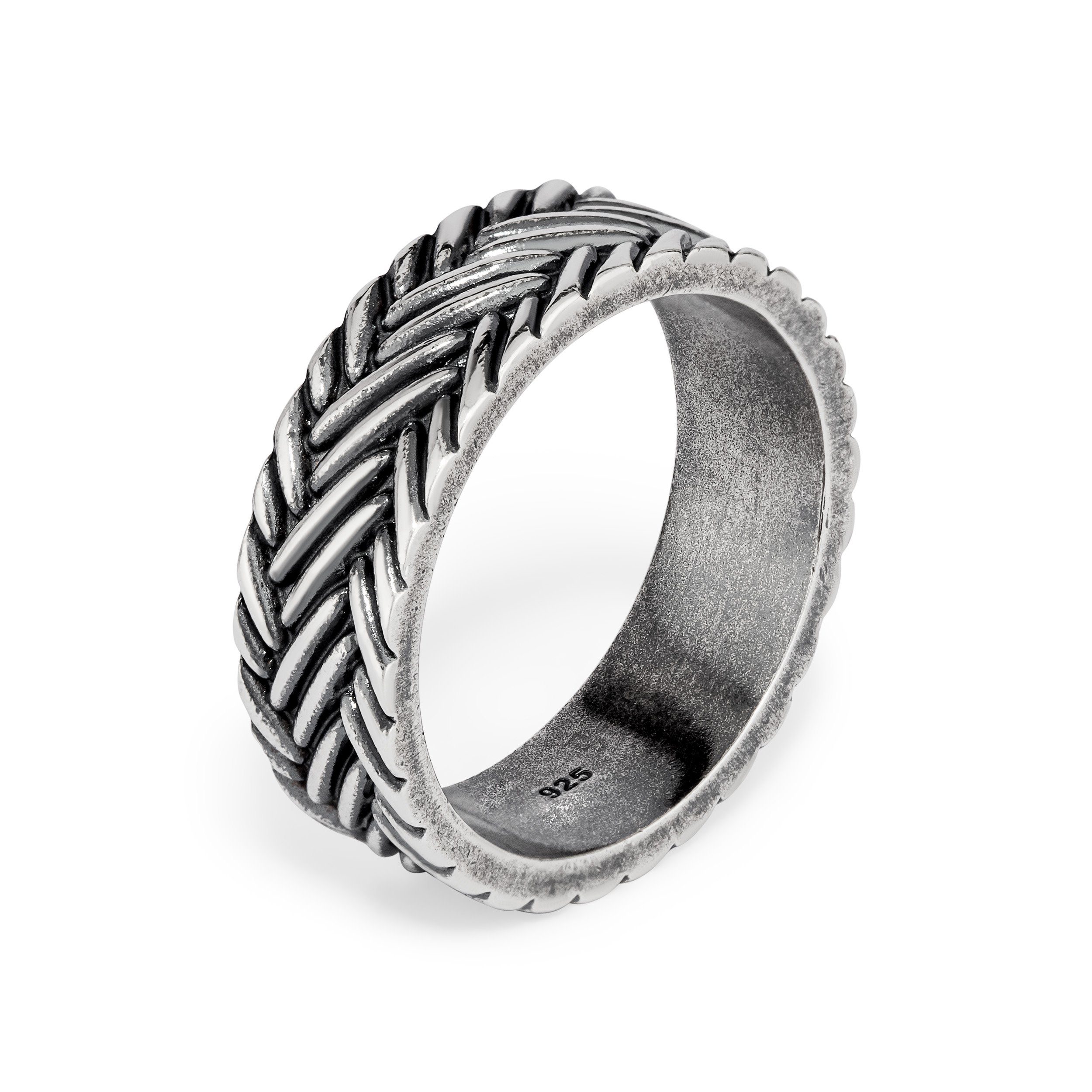 NKlaus Silberring 62mm Wikinger Herrering Wiking 925 Silber Aron Bandring für Männer 7,5 (Einzel - 1 Stück)