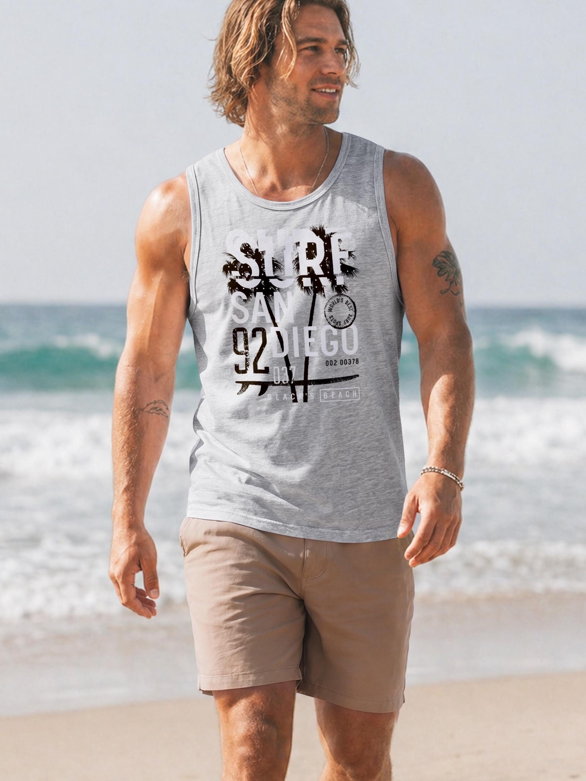 Neverless Tanktop Herren Tank-Top Surf Design San Diego Palmen Beach Strand Sommer mit Print – Bild 5 von 5