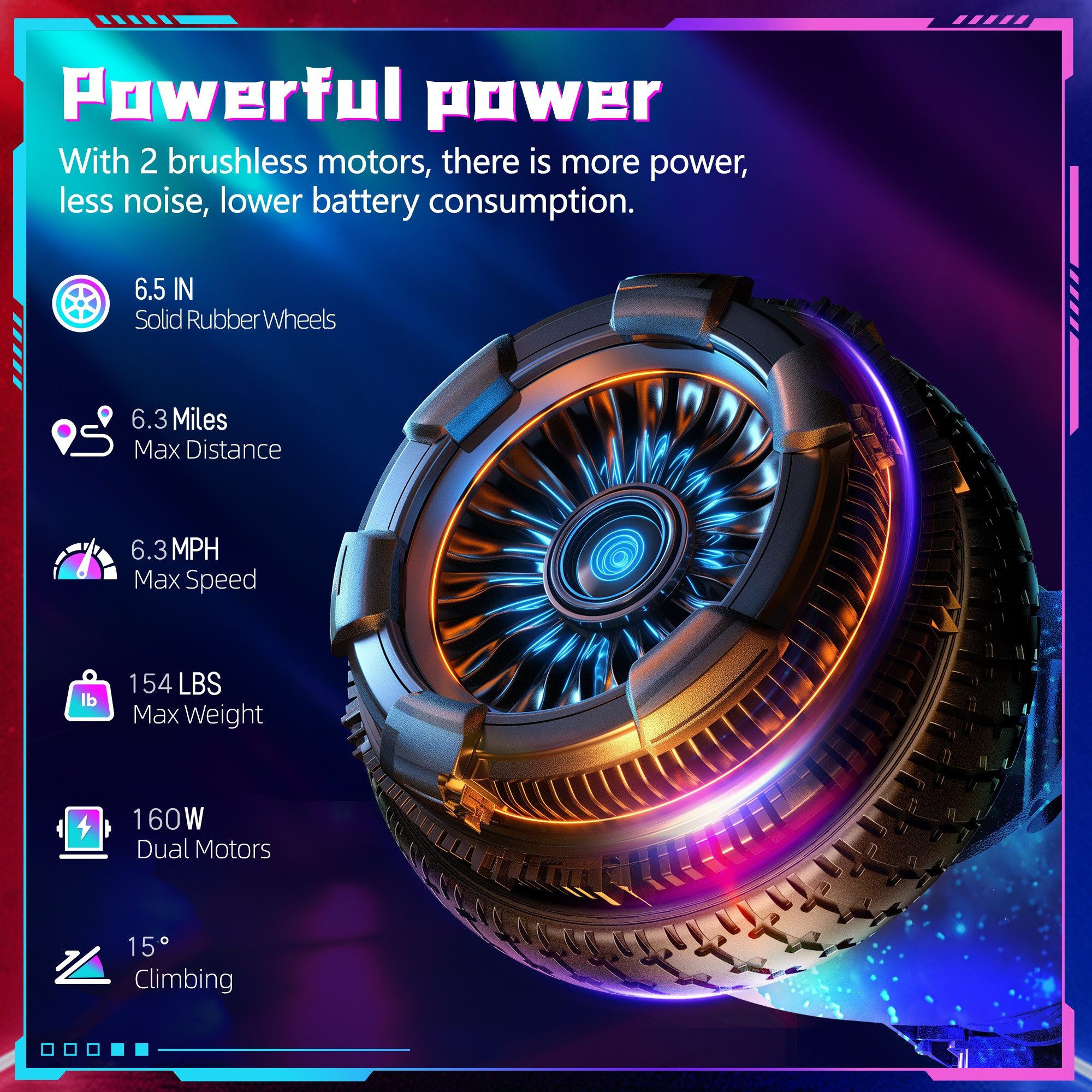 SISIGAD Balance Scooter 6,5 Zoll Dualmotorräder, Hoverboard mit LED-Licht, Smart Bluetooth, 10 km/h, Hoverboard mit LED Lichter Bluetooth,Geschenk für Kinder