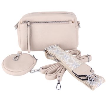 MIRROSI Umhängetasche Damen, Veganleder Crossbody Tasche Bag, Schultertasche (inkl. 1 Münzbeutel und 2 Wechselgurte, 19x14x8cm (BXHXT), gemusterten & verstellbaren Schulterriemen