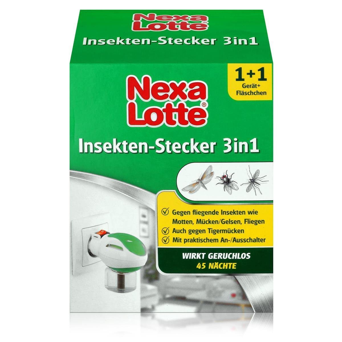 Nexa Lotte Insektenfalle Nexa Lotte Insekten-Stecker 3in1 - Gegen Mücken, Fliegen und Motten
