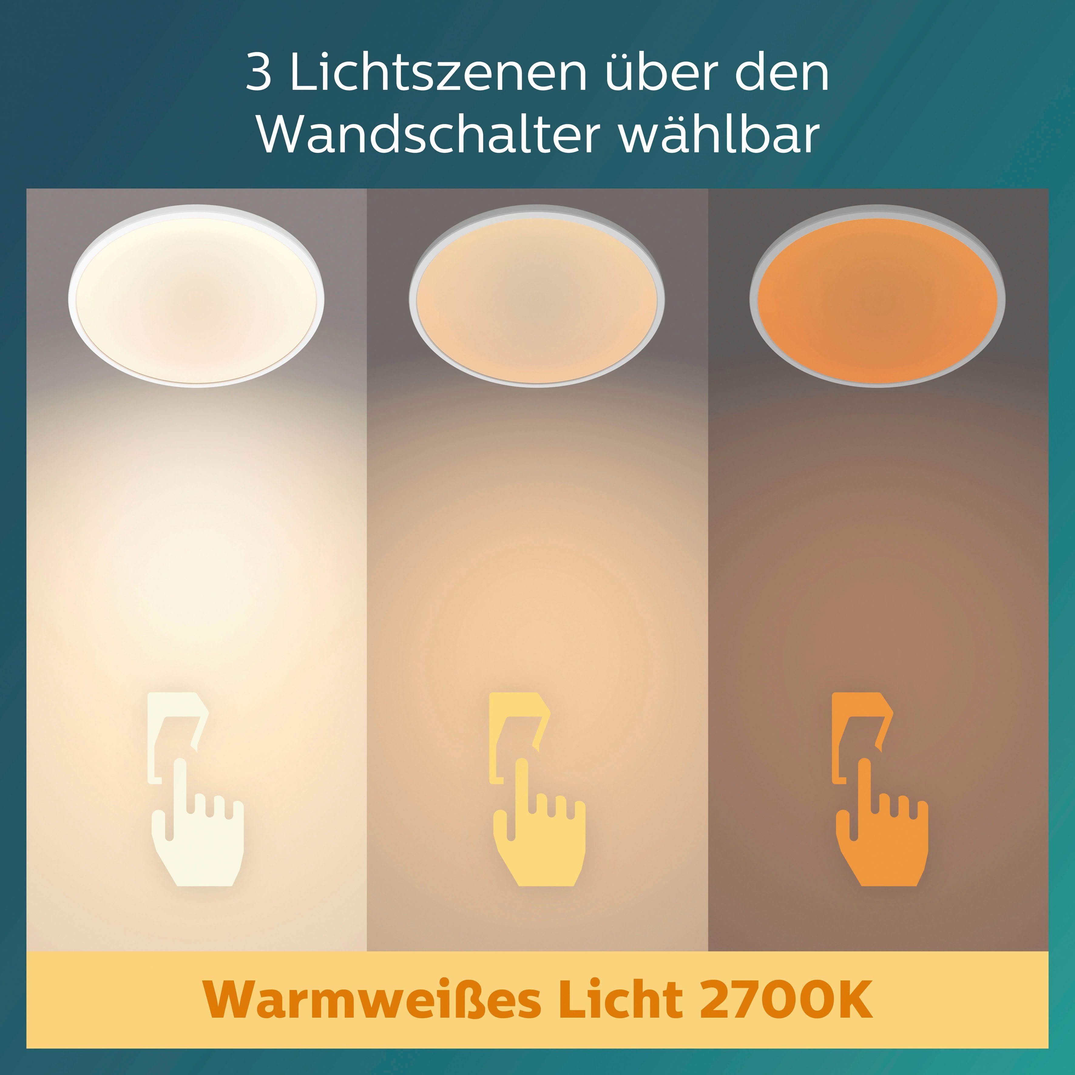 Philips Deckenleuchte SceneSwitch, LED fest integriert, Warmweiß, 3in1 LED  Leuchte CL550 IP44 1500lm Dimmen o DS