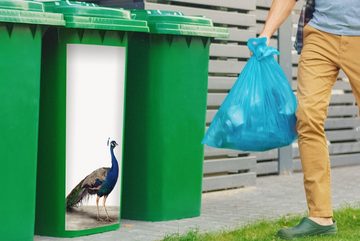 MuchoWow Wandsticker Pfau - Federn - Vogel - Kinder - Jungen - Mädchen (1 St), Mülleimer-aufkleber, Mülltonne, Sticker, Container, Abfalbehälter
