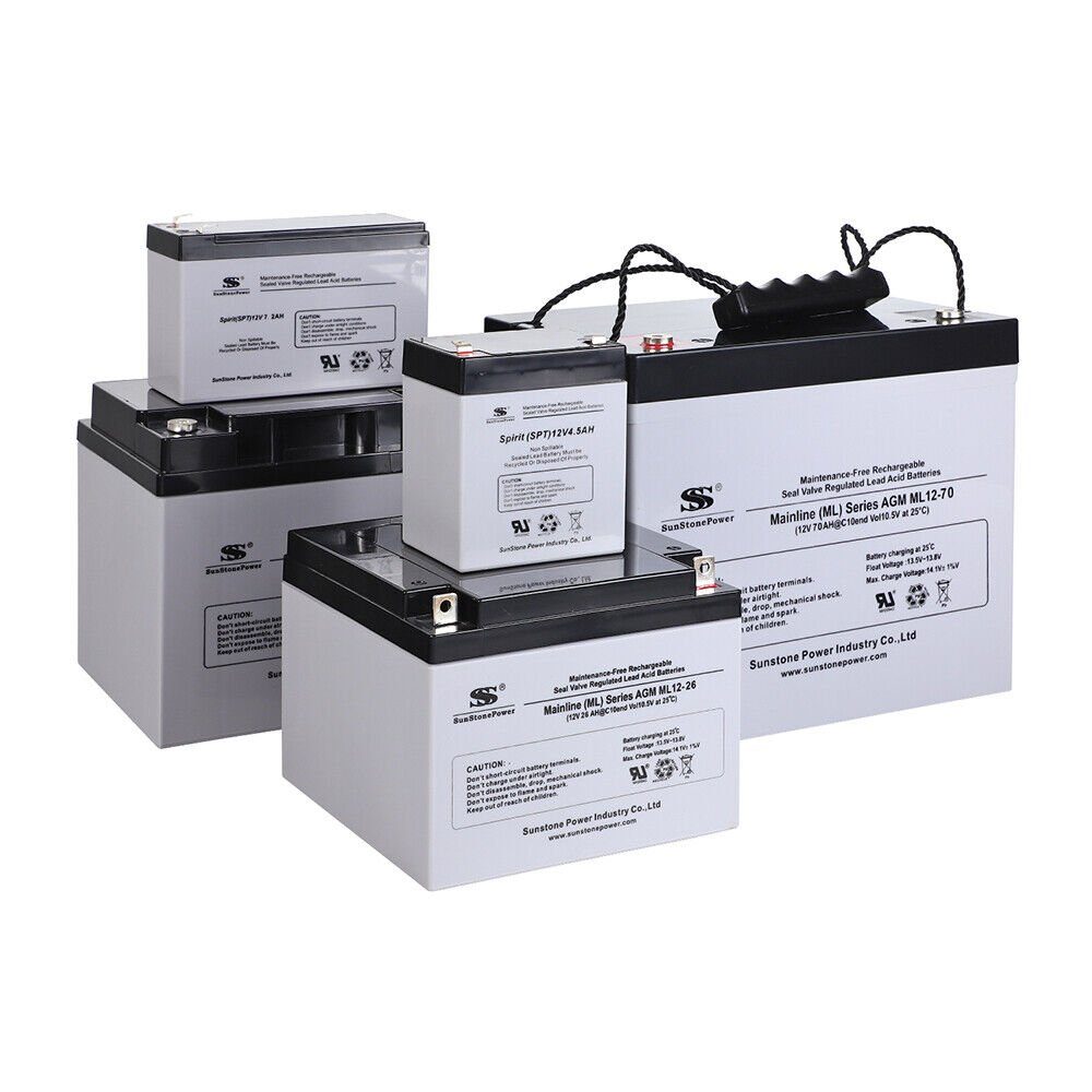 Sunstone Power AGM Batterie 12V 44Ah Akkumulator USV Notstrom Alarmanlage PV Anlage Bleiakkus 44000 mAh (12 V)