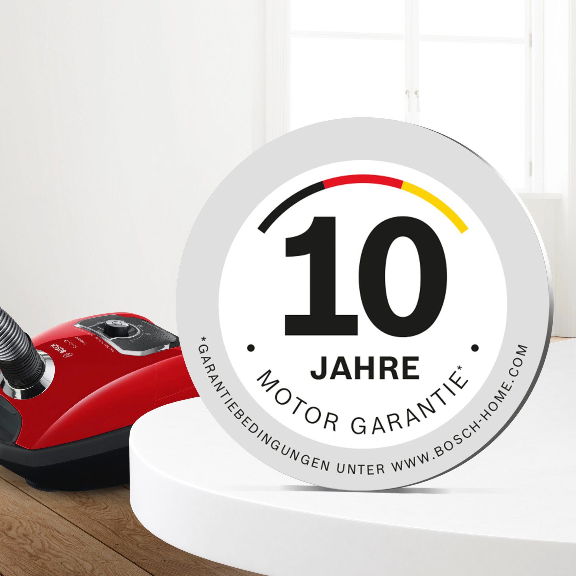 BOSCH Bodenstaubsauger ProAnimal Serie 6 BGL6TPET, Ideal Für Tierhaare Und Allergiker, 700 W, mit Beutel, Hygiene-Filter, Für Parkett, Teppich, Fliesen, Starke Saugkraft, Rot