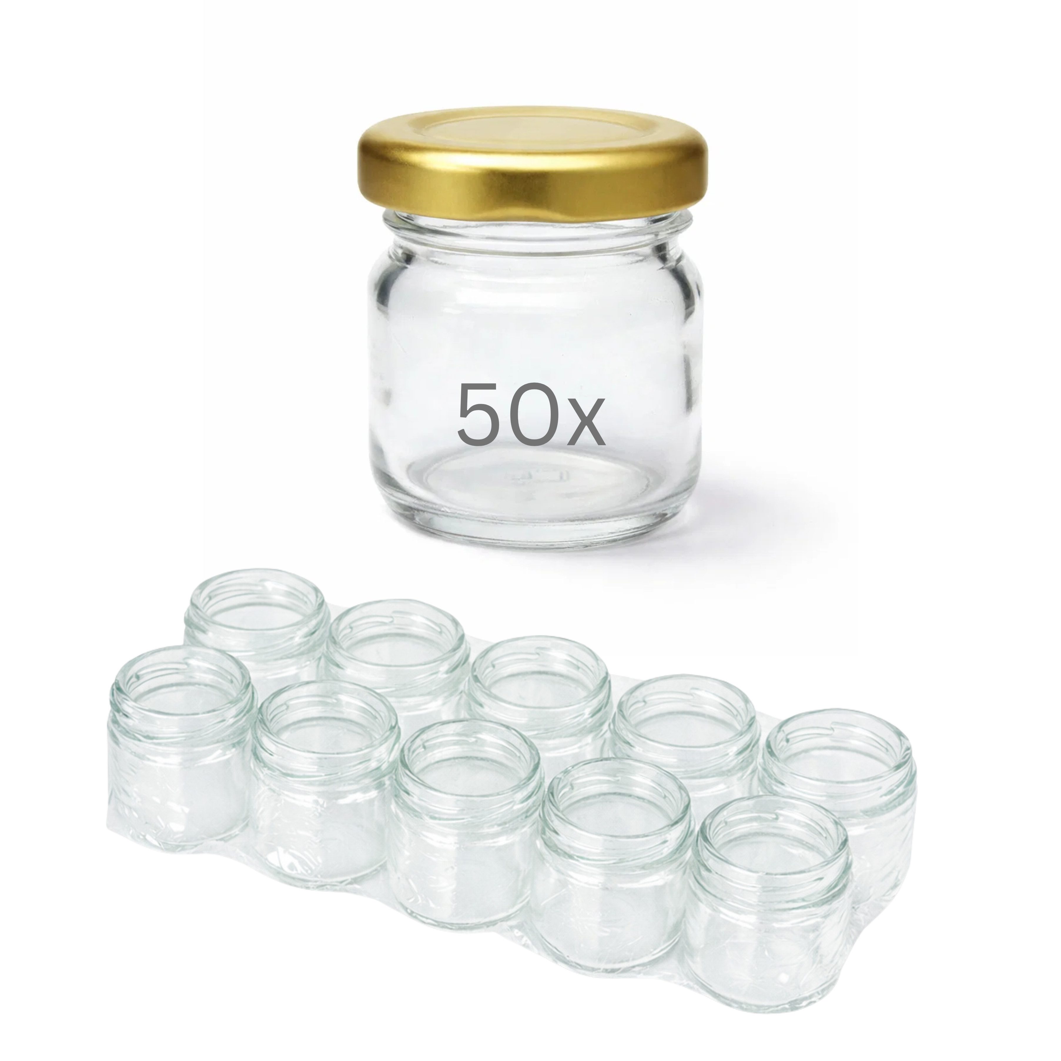 mikken Einmachglas 50 Mini Gläser 40 ml mit Deckel – Mini Glas Marmeladenglas, (Spar-Set, Spar-Set), made in Europe, Einweckglas, Sturzglas