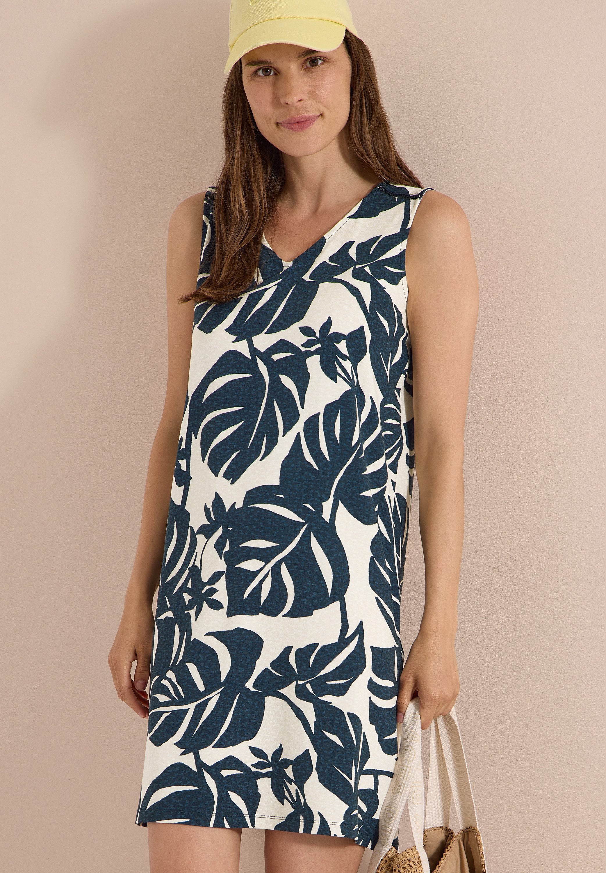 CECIL Jerseykleid Style Lea Allover-Print, Sommerkleid, V-Ausschnitt, lockere Passform