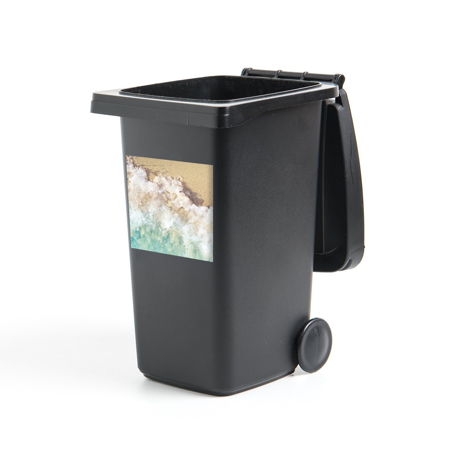 MuchoWow Wandsticker Meer - Mülleimer-aufkleber, Mülltonne, Container, St), Sticker, (1 Abfalbehälter Golf - - Strand Wasser