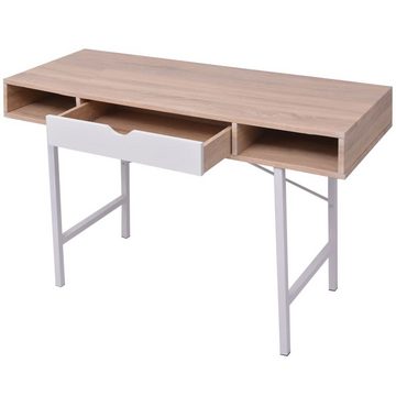 furnicato Schreibtisch mit 1 Schublade Eiche und Weiß