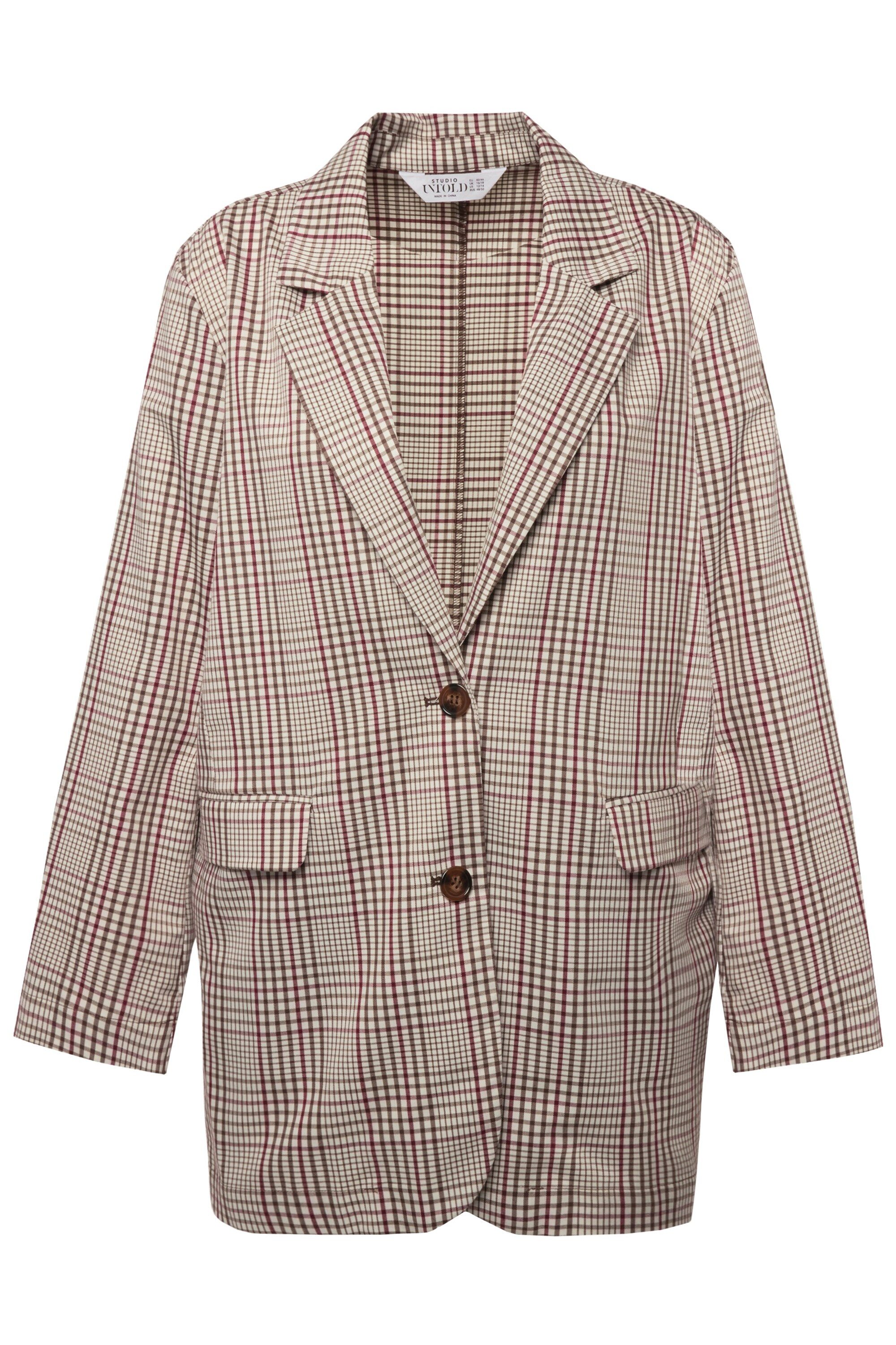 Studio Untold Blusenblazer Oversized-Blazer Karo Revers Langarm günstig online kaufen