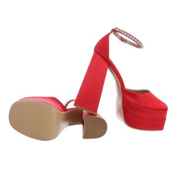 Ital-Design Damen Abendschuhe Party & Clubwear Plateaupumps Blockabsatz High Heel Pumps in Rot