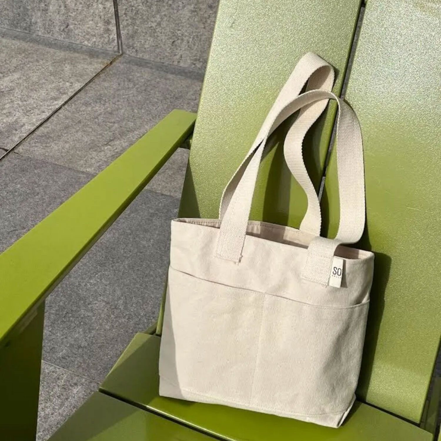 Jungengel Tragetasche Canvas Schultertasche Damen Stofftasche Umhängetasche Alltagstasche, Beige, Tote Bag, Nachhaltig, Magnetischer Verschluss