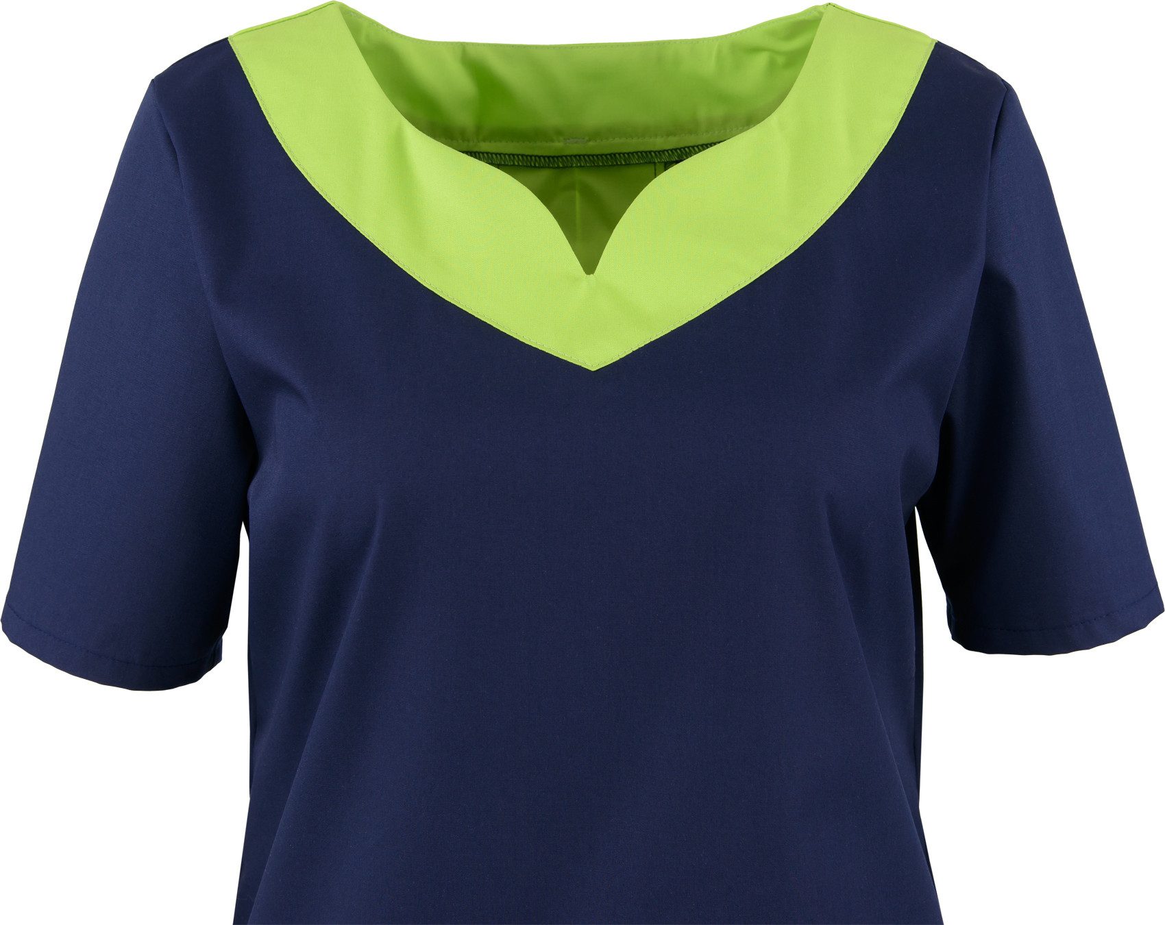 BEB Schlupfbluse beb MEDIZIN/PFLEGE Damen KASACK Kurzarm Stretch Marine/Apfel