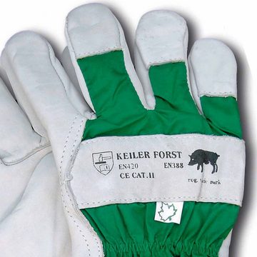 Keiler Forst Mechaniker-Handschuhe Forst 12 Paar Forsthandschuh, Leder, Pulsschutz (Set)