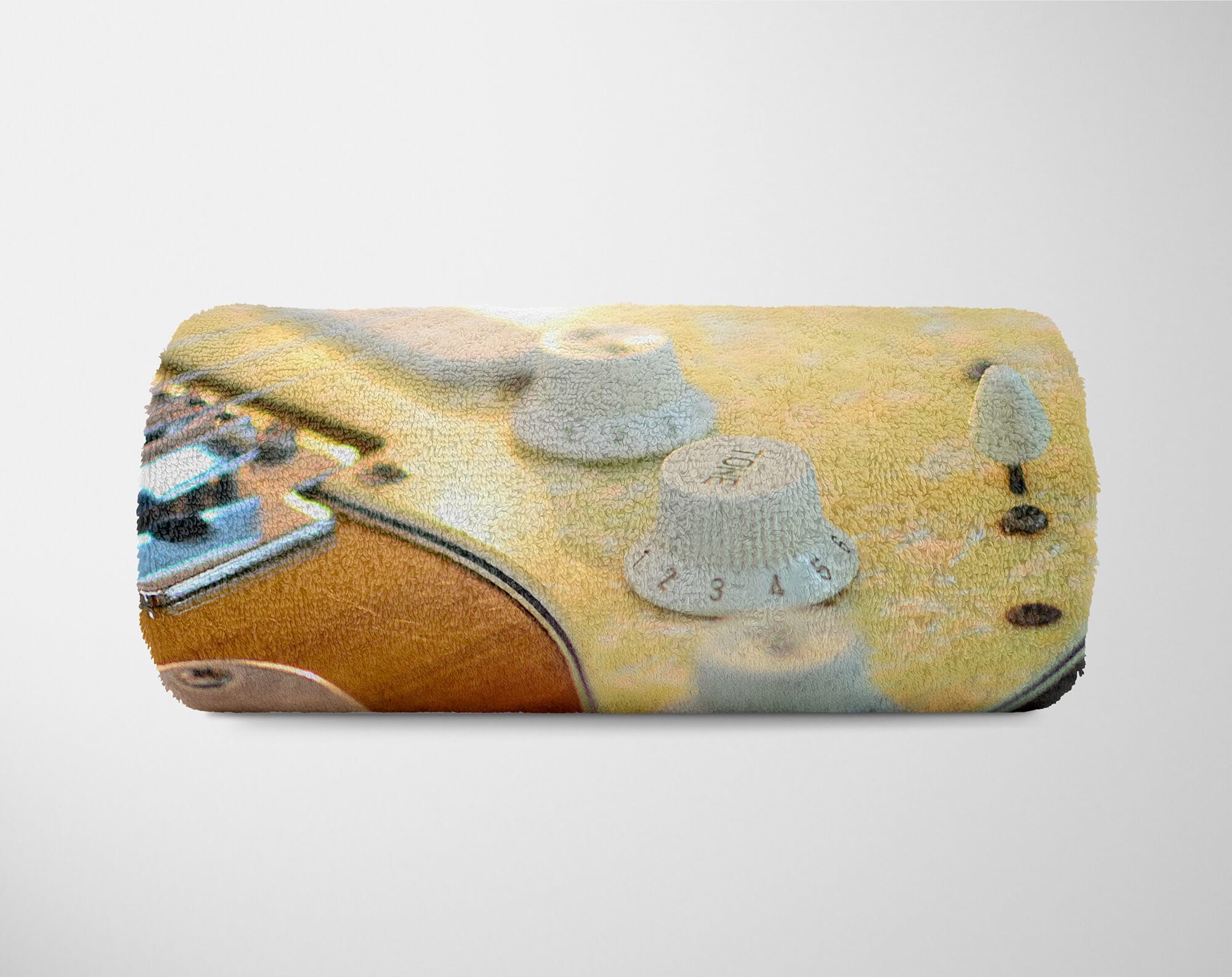 Baumwolle-Polyester-Mix Handtücher Handtuch Kuscheldecke E-Gitarre mit Strandhandtuch Saunatuch Gitarre, Fotomotiv Sinus Handtuch Art (1-St),