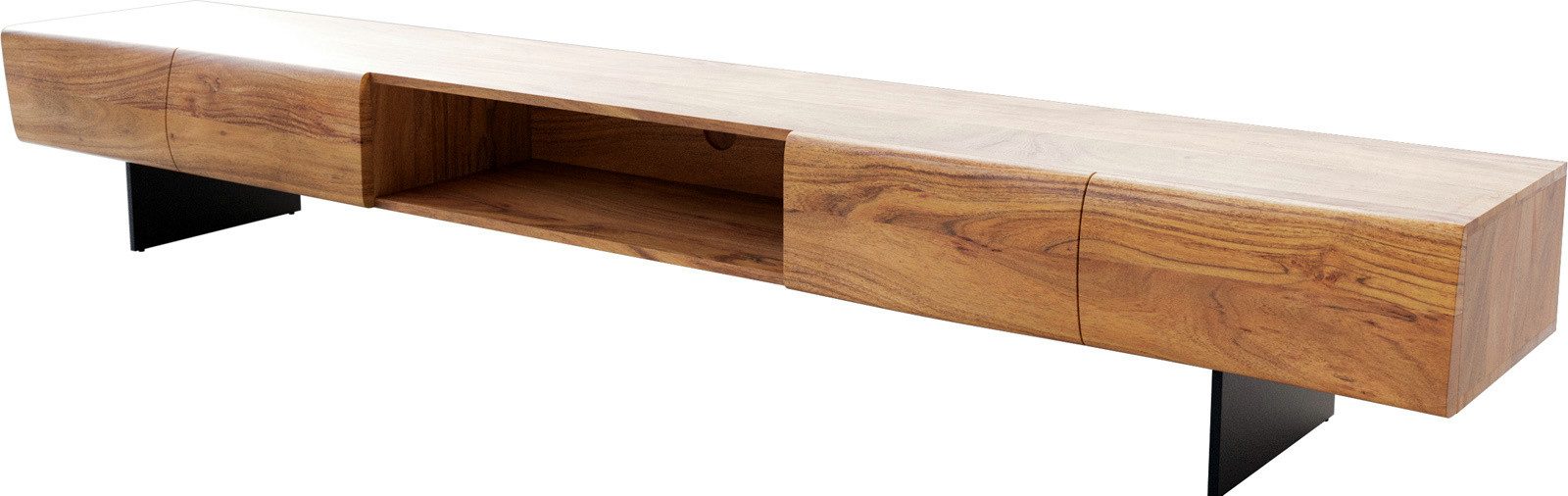 DELIFE Lowboard New, Live-Edge Akazie Natur 240 cm 4 Türen 1 Fach Fuß schwebend Metall Schw