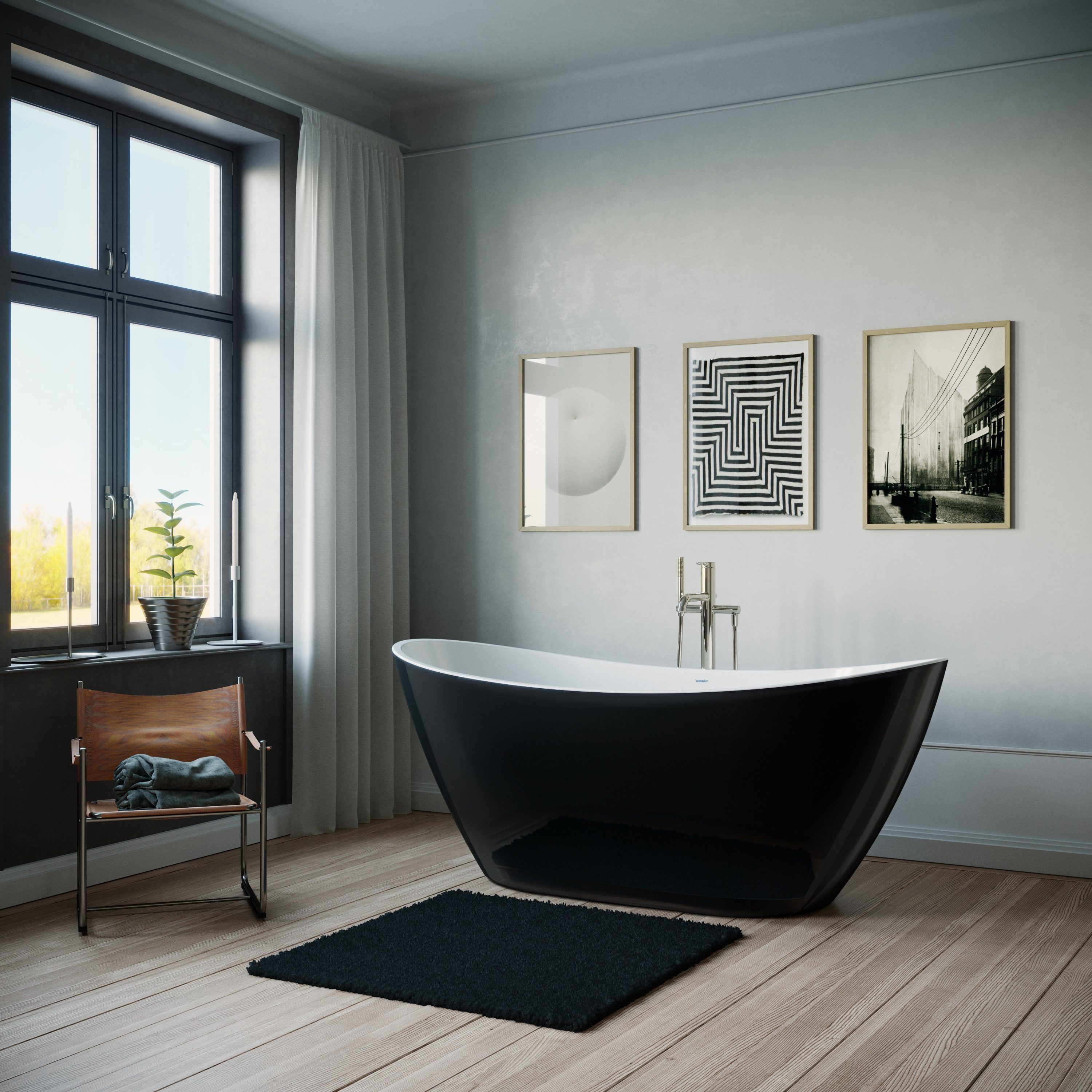 Duravit Badewanne Duravit DuraBerk, Freistehende Badewanne / 180x80x69 cm / Schwarz glänzend / Acryl