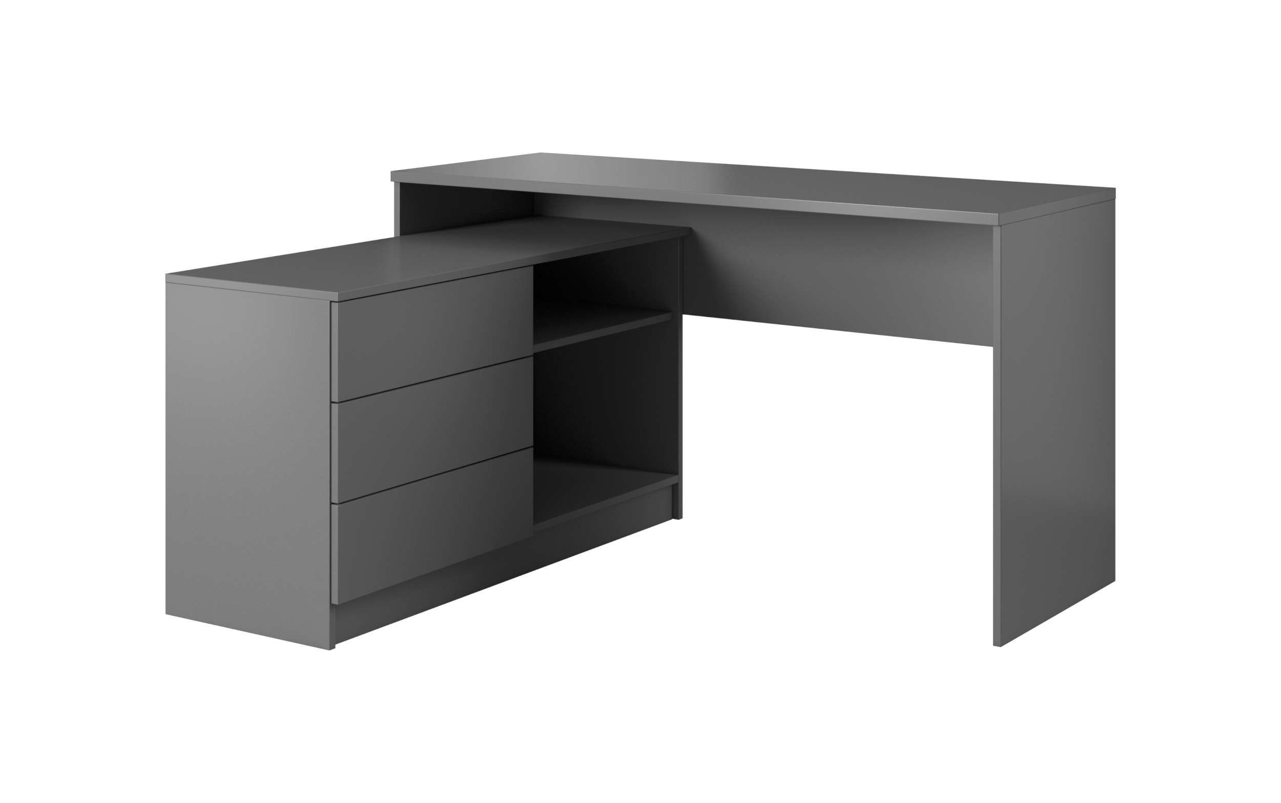 Stylefy Schreibtisch Phill (Arbeitstisch, Computertisch), mit Schrank, variabel stellbar, mit Push-to-Open, für Kinder und Jugend, Modern Design Graphit