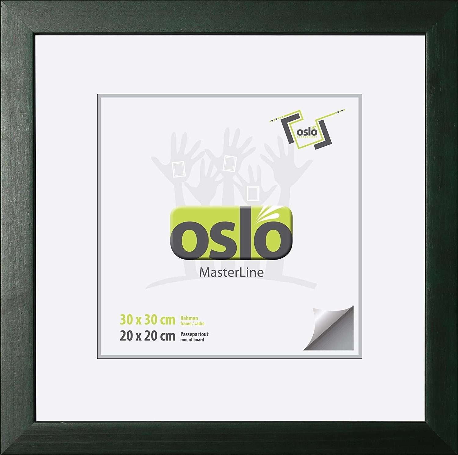 massiv dunkelgrün Echtglas Oslo Querformat, Holz und MasterLine Bilderrahmen Bilderrahmen FSC-zertifiziert 30x30 Hoch