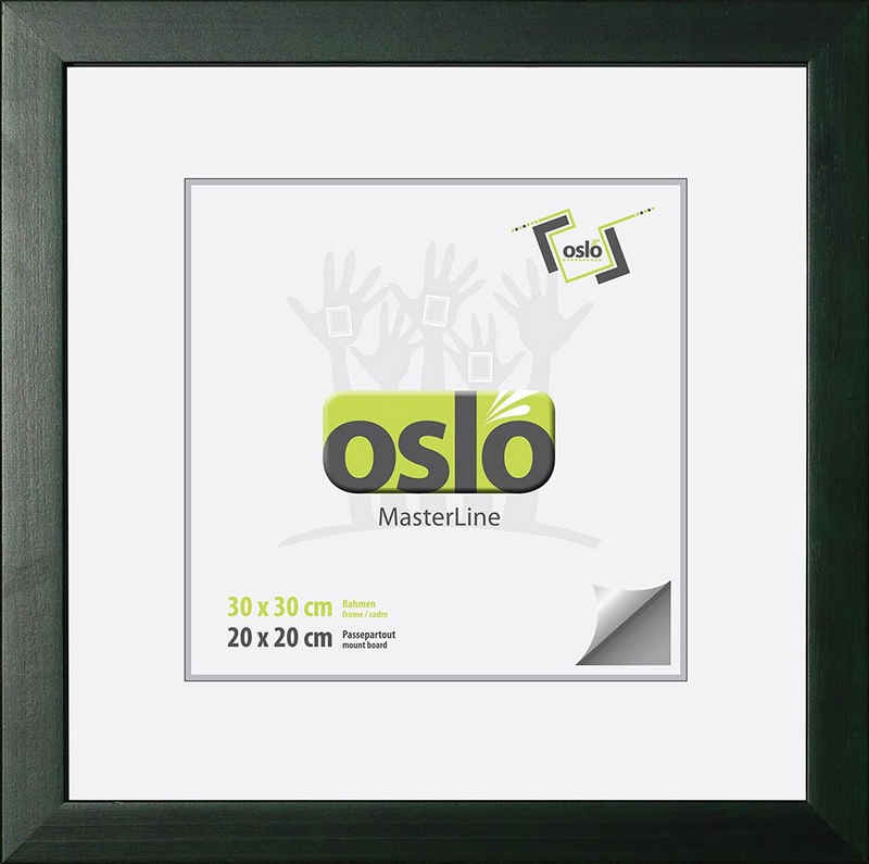 Oslo MasterLine Bilderrahmen Bilderrahmen Holz massiv FSC-zertifiziert Echtglas Hoch und Querformat, 30x30 dunkelgrün