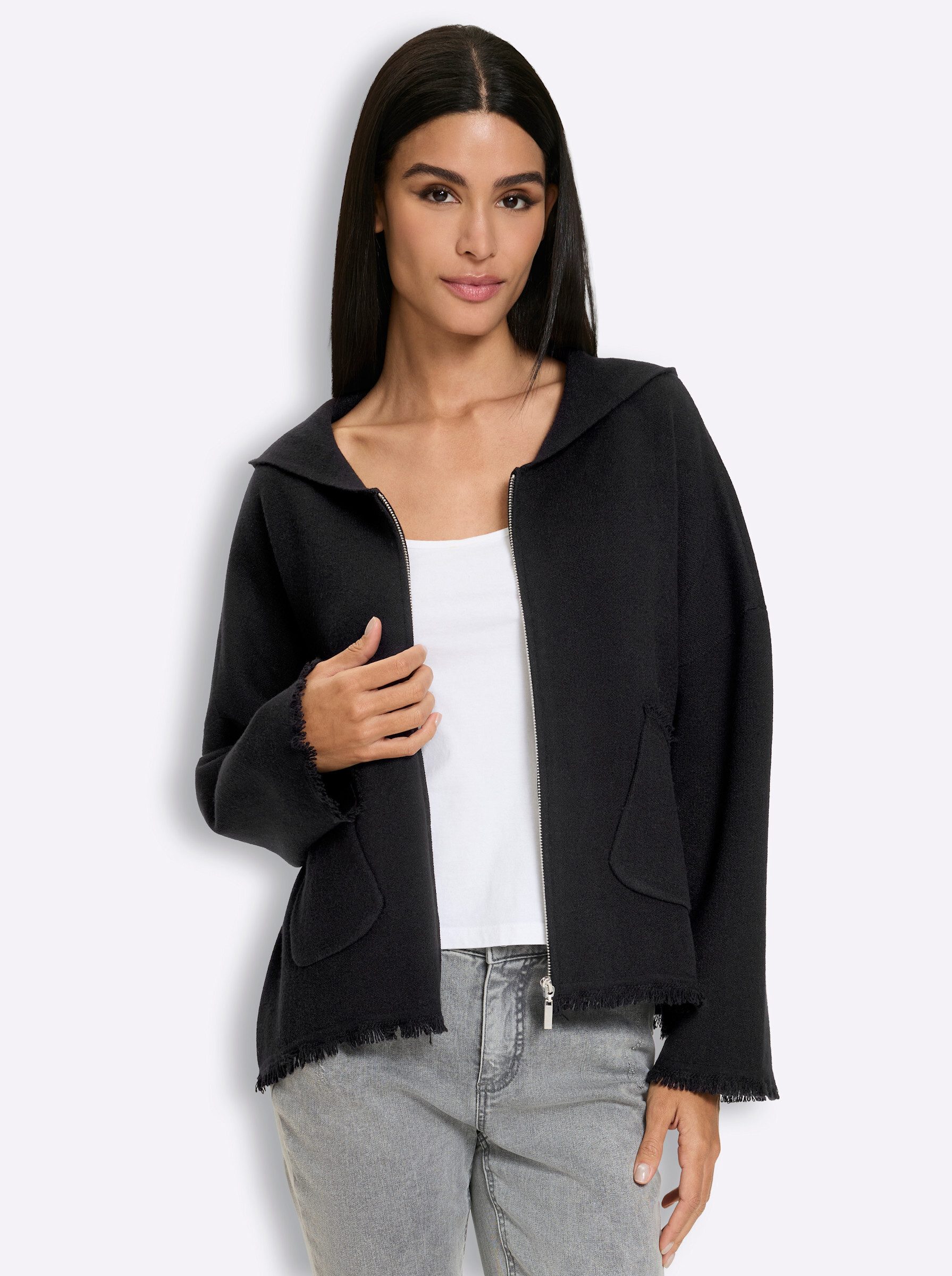 heine Strickjacke Strickjacke Langarm Milano-Ripp