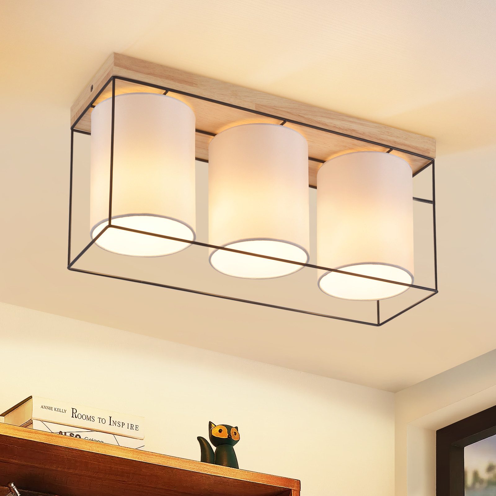 Nettlife Deckenleuchte Wohnzimmer Holz 1/2/3 Flammig günstig online kaufen