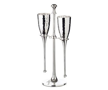 EDZARD Sektglas 2er-Set Didi, Sektflöten mit Glanz-Finish, Trinkgläser-Set für Champagner, Sektkelche mit Füllmenge 200 ml, Höhe 32 cm, versilbert