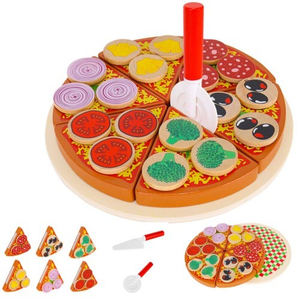 ISO TRADE Lernspielzeug Holzpizza (Pizza Set Zubehör aus Holz, 9-St., Kinde günstig online kaufen