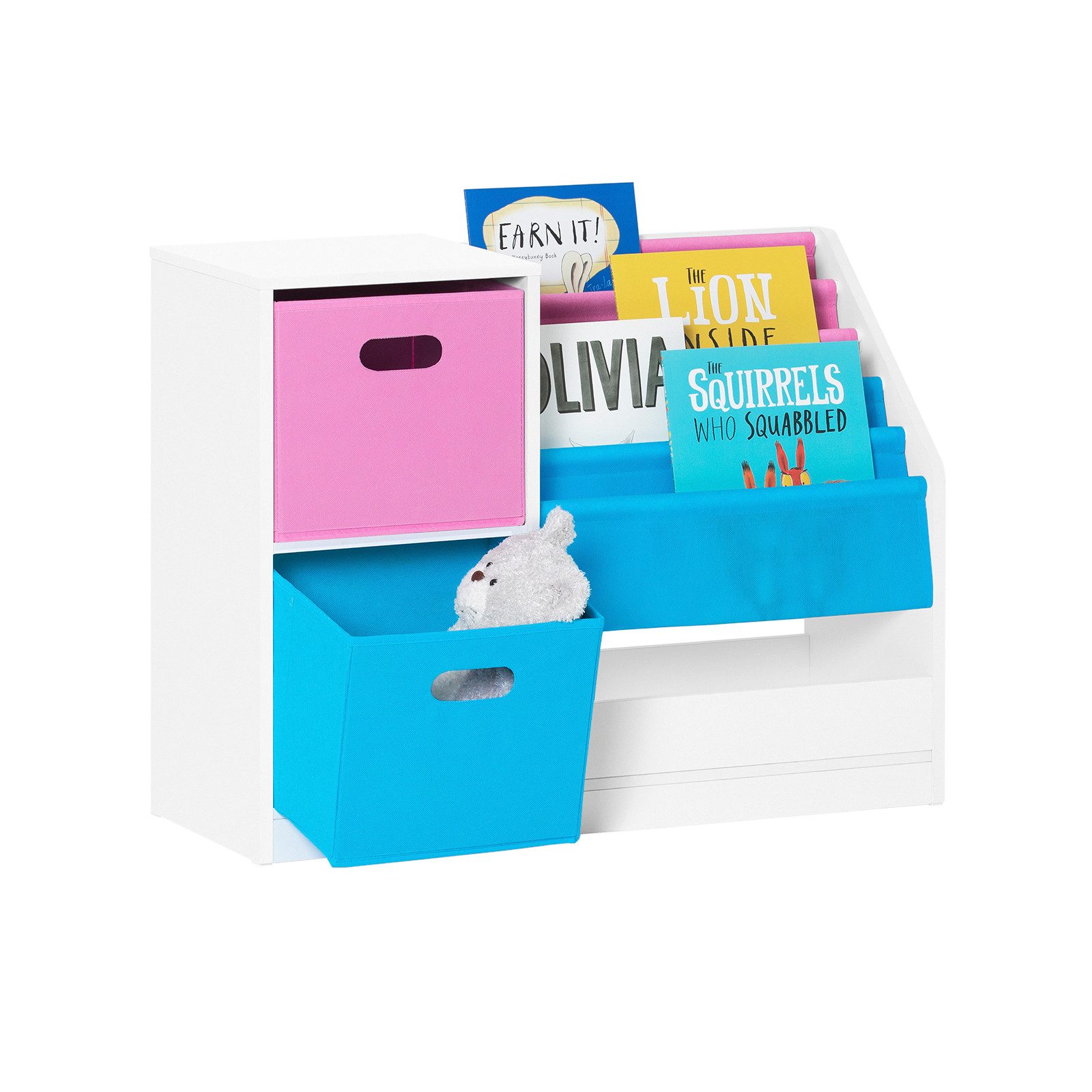 SoBuy Bücherregal KMB76, Kinderregal mit Boxen Aufbewahrungsregal Spielzeug günstig online kaufen