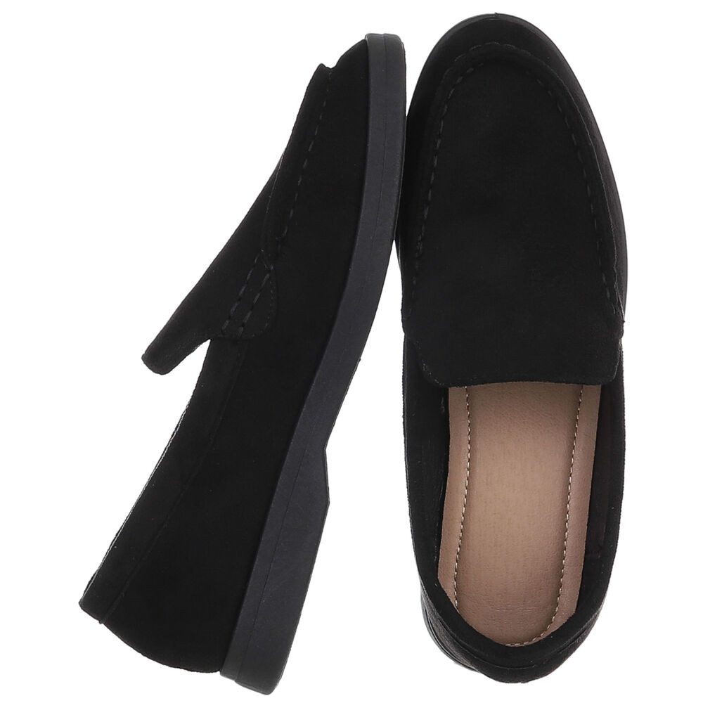 Ital-Design Slipper für Damen – Bequemer Alltagsschuh für Freizeit Slipper (91261405) Blockabsatz Mokassins in Schwarz
