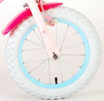 TPFSports Kinderfahrrad Disney Princess 14 Zoll mit Rücktritt + Handbremse, 1 Gang, (Mädchen Fahrrad - Rutschfeste Sicherheitsgriffe), Kinder Fahrrad 14 Zoll mit Stützräder Laufrad Mädchen Kinderrad