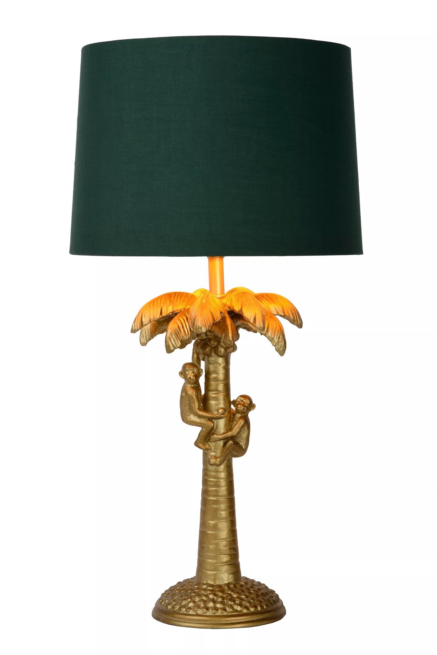 Licht-Erlebnisse Nachttischlampe UVIRA, ohne Leuchtmittel, Stoff E27 D: 30,5 cm 57,5 cm in Gold Grün rund Modern