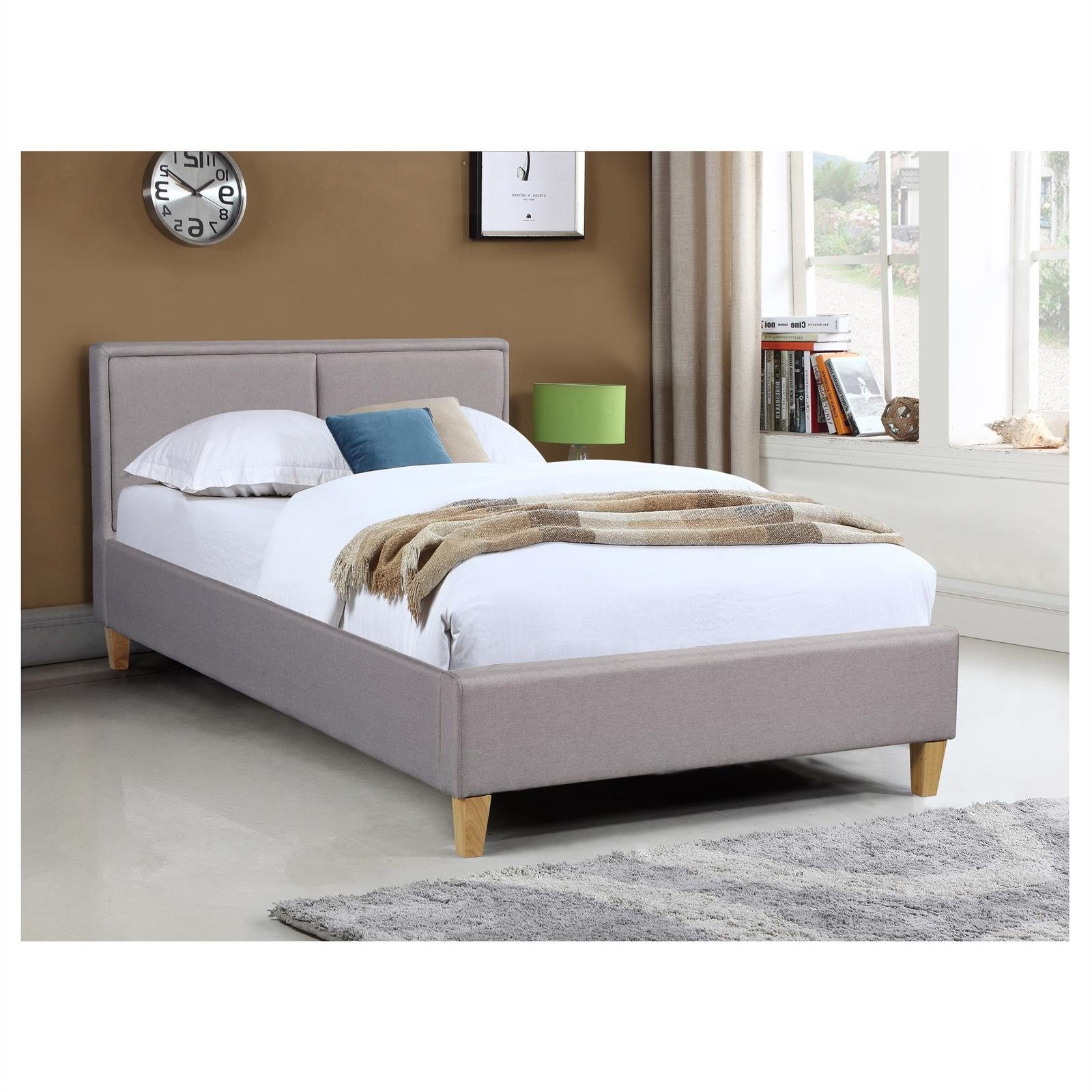 CARO-Möbel Polsterbett ANAIS, Einzelbett 120x200 cm Bettgestell mit Lattenrost und Stoffbezug grau