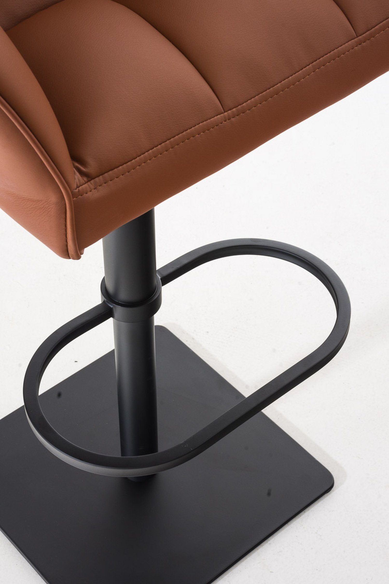 & (mit Damaso 360° - Kunstleder schwarz Metall drehbar TPFLiving Hellbraun Barhocker Fußstütze und - Küche), Rückenlehne - Sitzfläche: für matt Hocker Theke