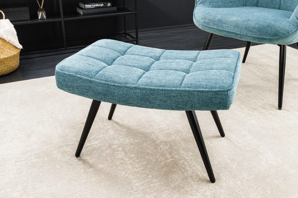 riess-ambiente Fußhocker SCANDINAVIA blau / schwarz - Strukturstoff, Metall günstig online kaufen