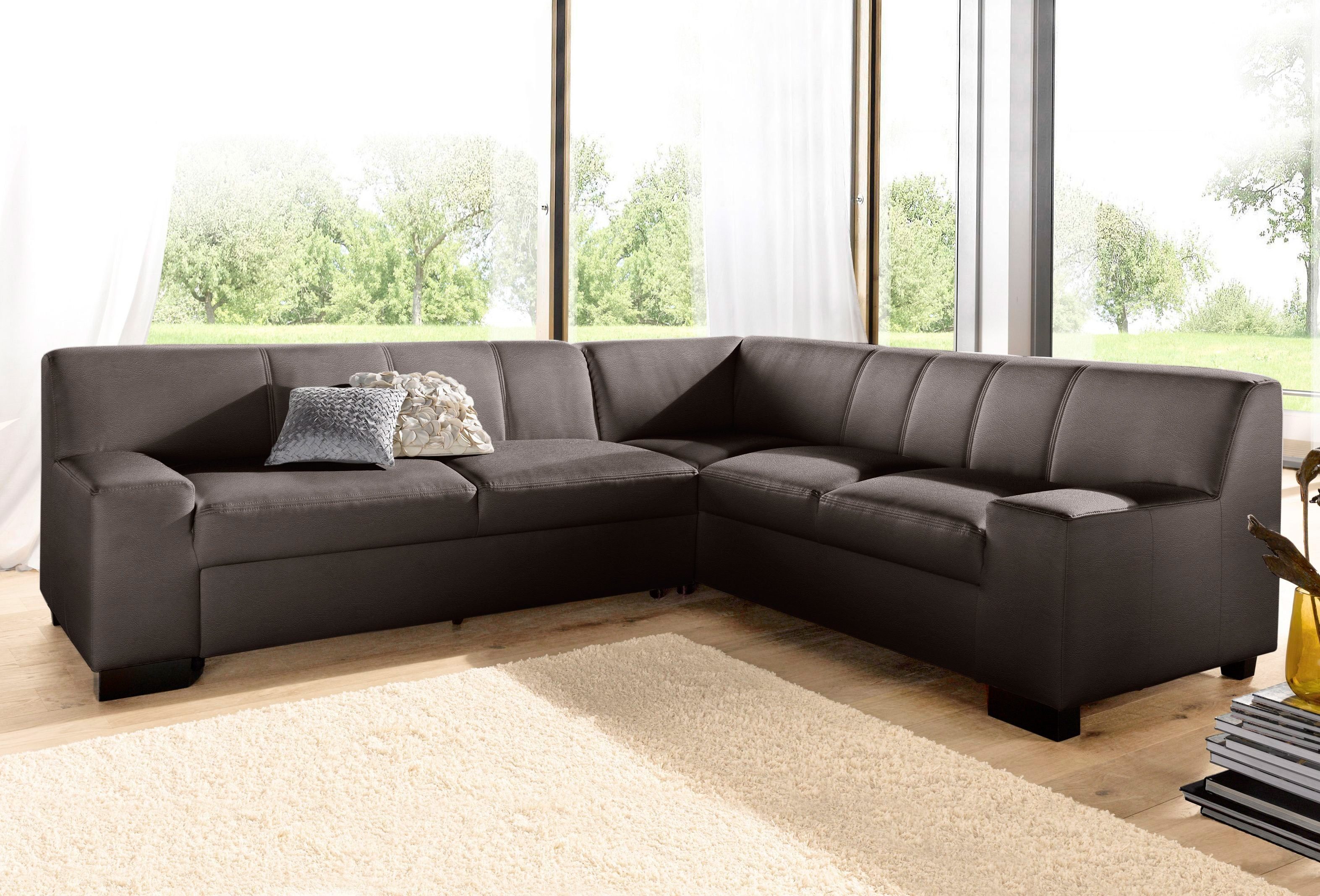 DOMO collection Ecksofa Norma Top, elegant und modern, flache Armlehnen, L-Form, wahlweise mit Bettfunktion
