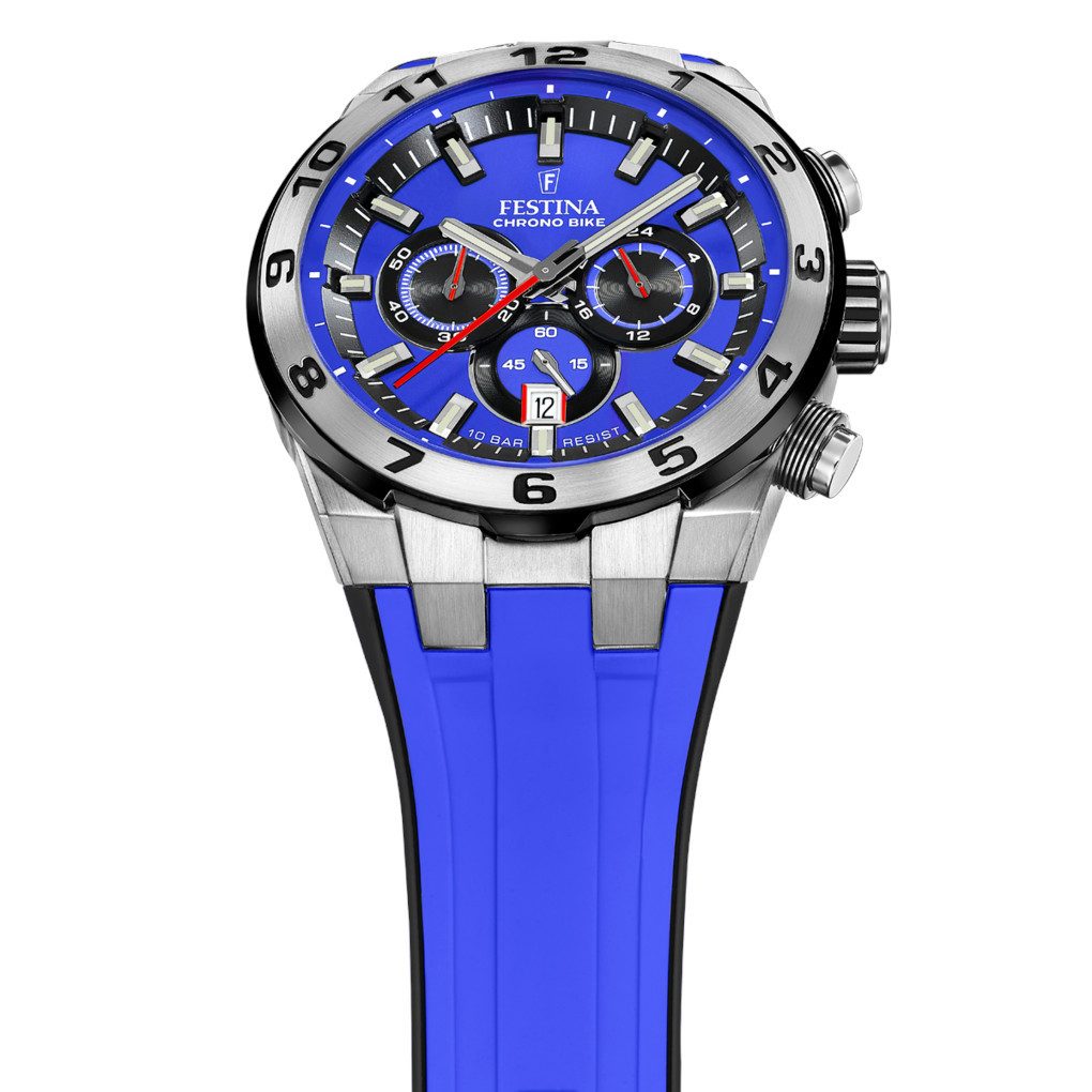 Festina Chronograph Chrono Bike Herrenuhr F20671-3 Blau Silikonband 44,5 mm F20671/3