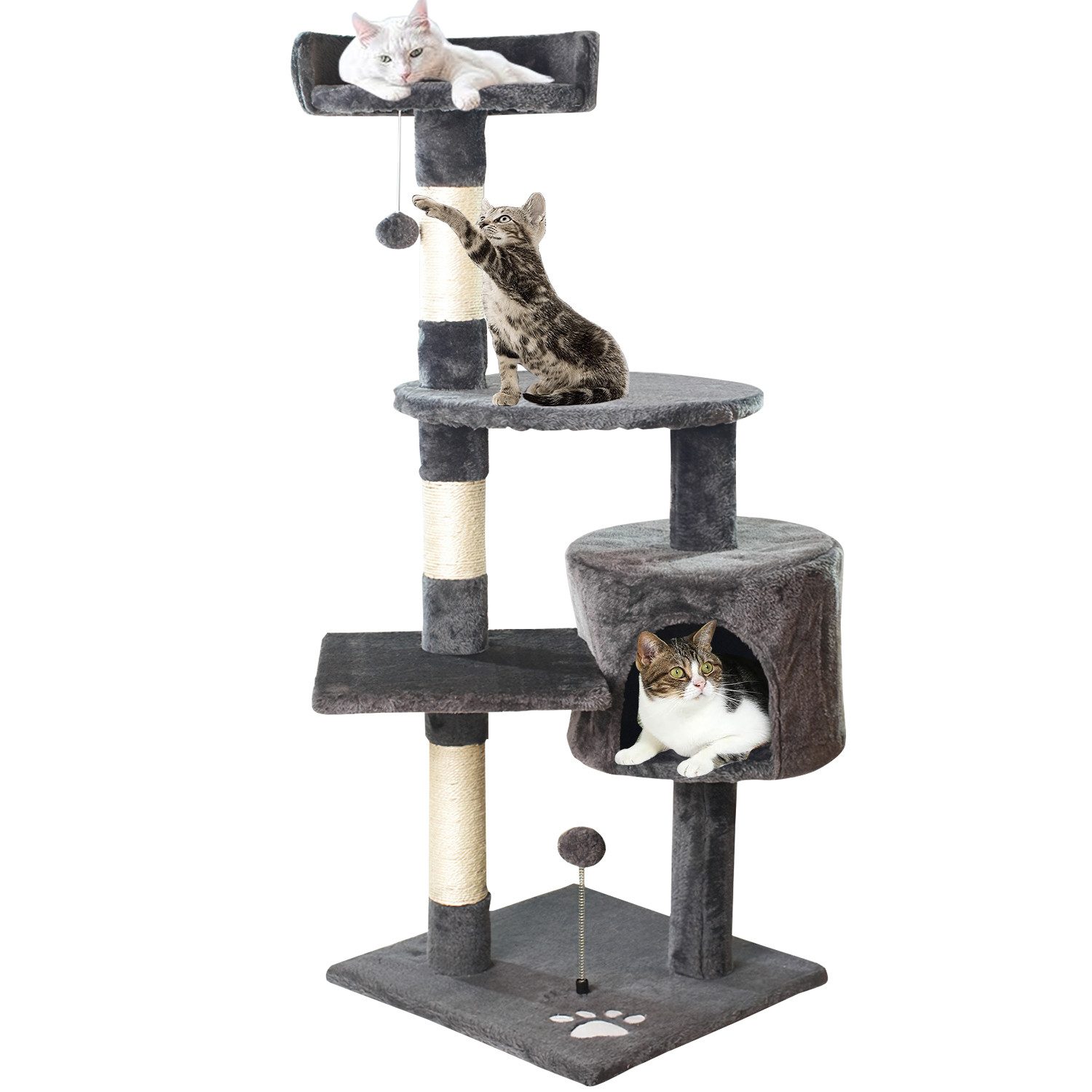Kratzbaum katzenbaum 4 Ebenen Deluxe katzenkratzbaum für Katzen Katzenspielzeug