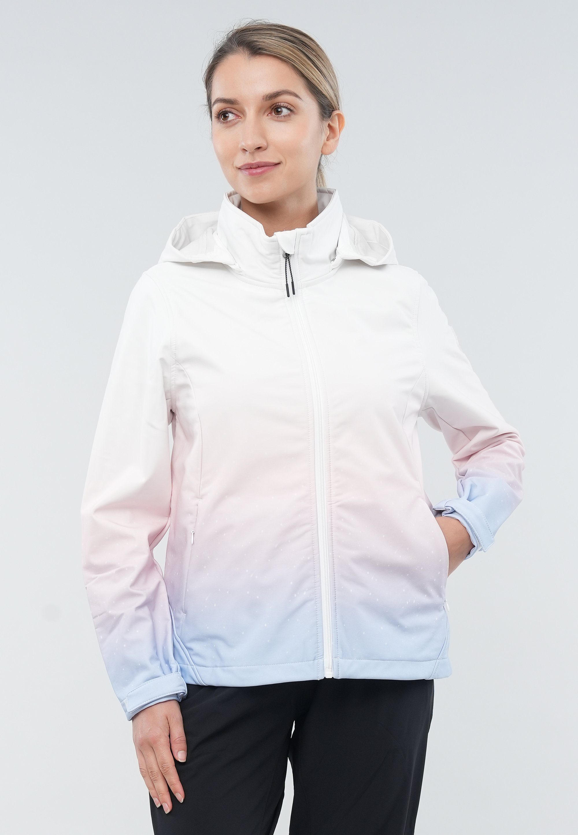 Beliebte Designs GIORDANO Softshelljacke weiß-mehrfarbig Funktion mit Motion G wasserabweisender