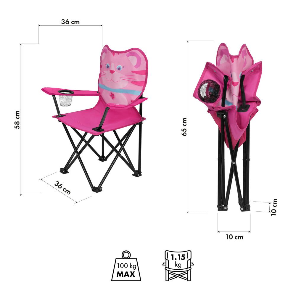 NILS FUN Campingstuhl Kinderstuhl Camping (Spar-Set, 1 St), In die Armlehne eingebaut, ideal für Flaschen oder Trinkbecher