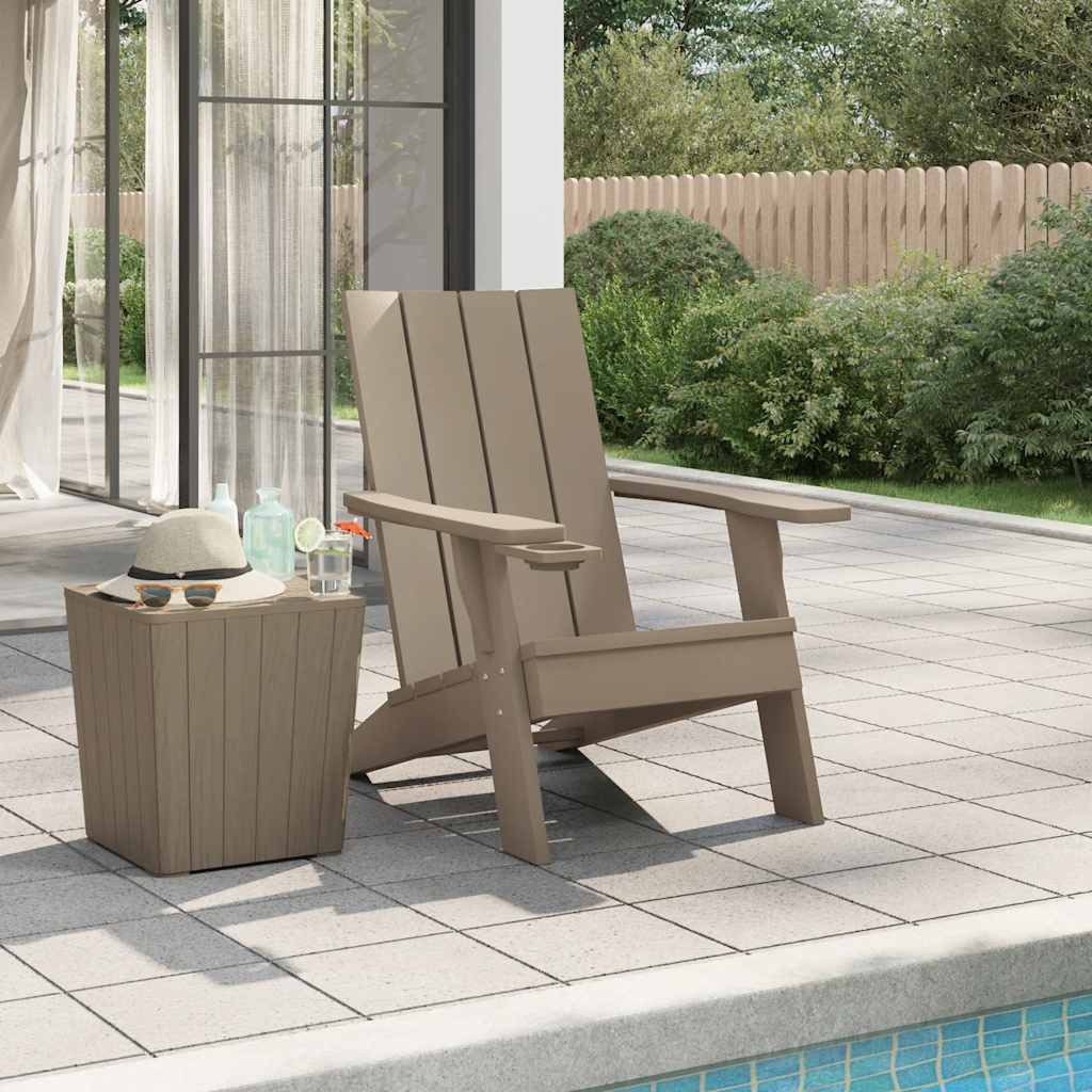 furnicato Gartenstuhl Adirondack Hellbraun 75x88,5x89,5 cm Polypropylen (1 St), UV-beständige Sitzbank mit Becherhalter und ergonomischer Form