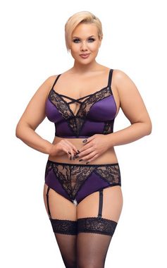 Cottelli Collection Set: Bralette-BH BH Set lila/schwarz 4XL (2-tlg., mit Slip) Strapse abnehmbar